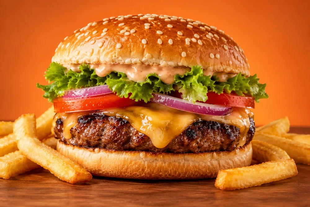 Burger met kaas en verse groenten